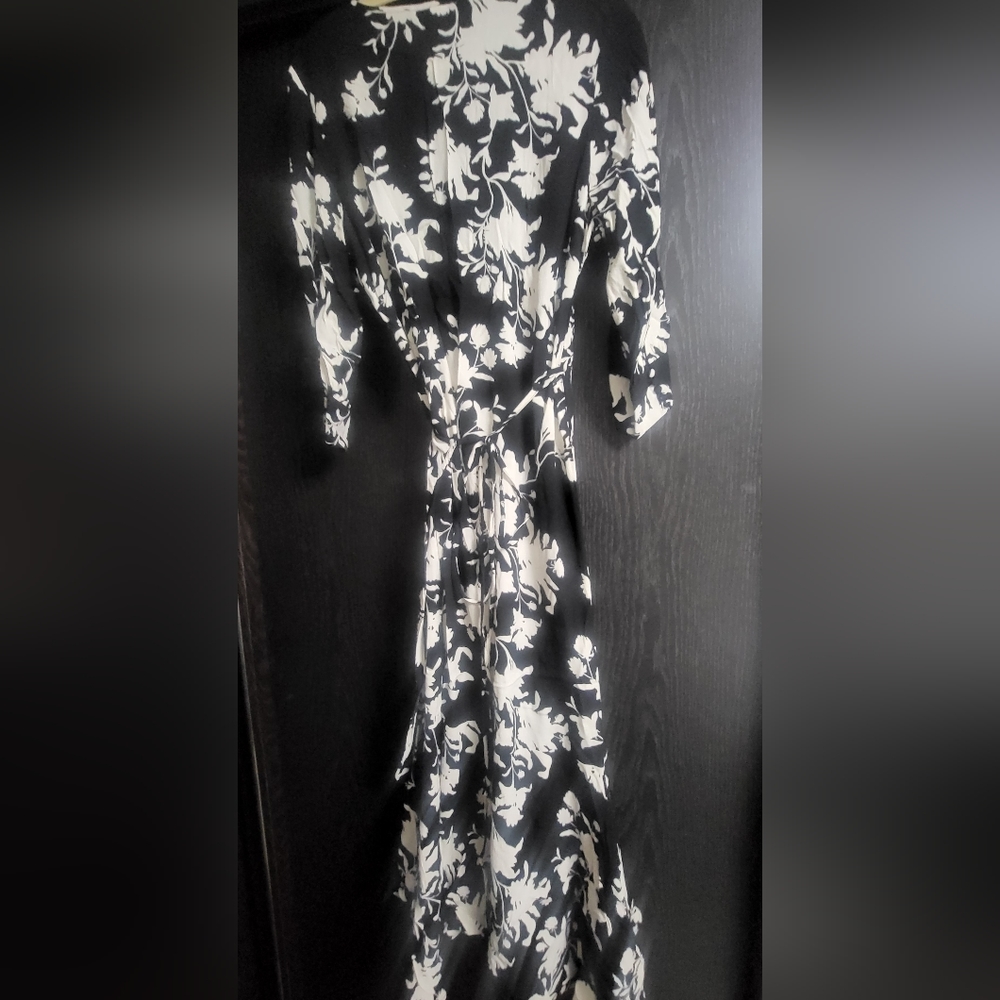 Johanna Ortiz x H&M Creped Orchid Maxi Wrap Dress Black White - Picture 6 of 12
